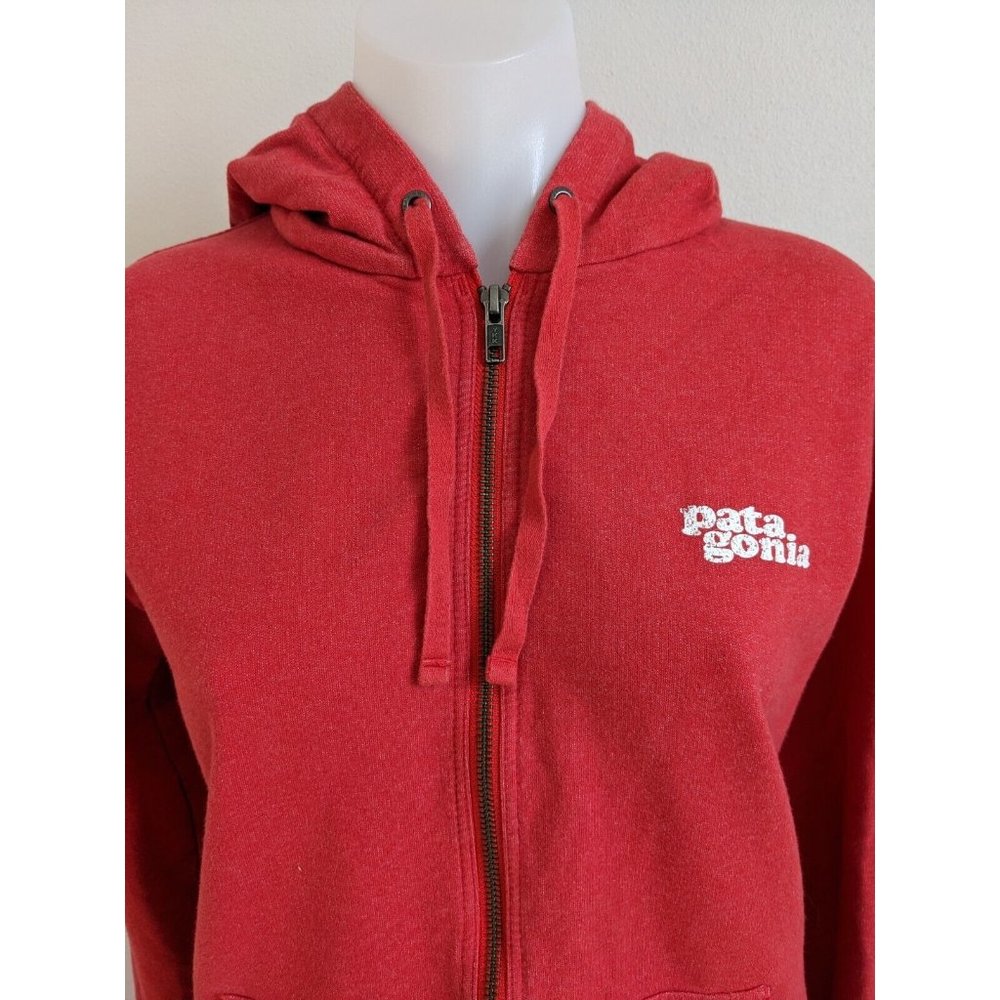 Pantagonia Size Small Zip Up Hoodie Hooded Jacket Red Cotton Blend Long Sleeves - Picture 6 of 11